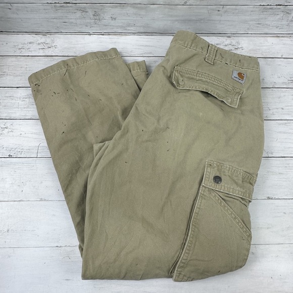 Carhartt Mens Cargo Pants Relaxed Fit Tan‎ 38x30 Work (Measures 36x28") - Picture 1 of 12